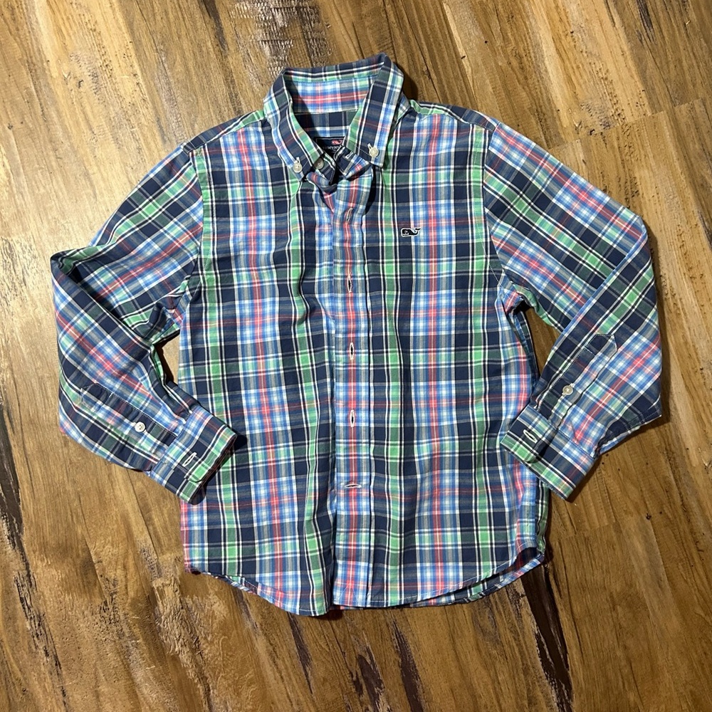 Vineyard Vines Plaid Button-Down Shirt in Blue, Green & Pink